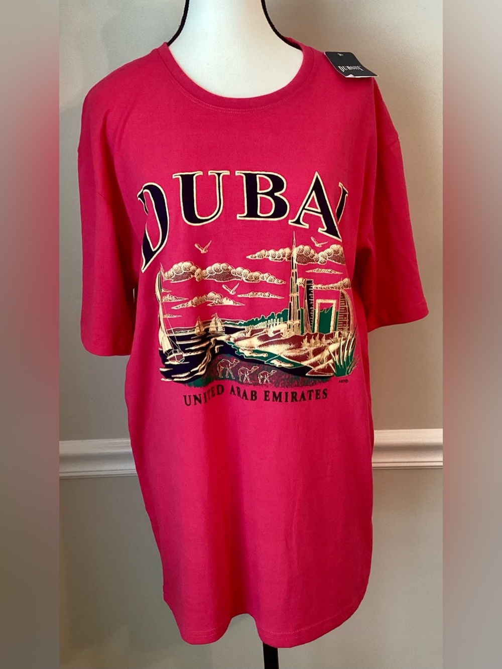 Dubshi Dubai United Arab Emirates Souvenir T-Shirt Teal Blue XL Skyline Graphic
